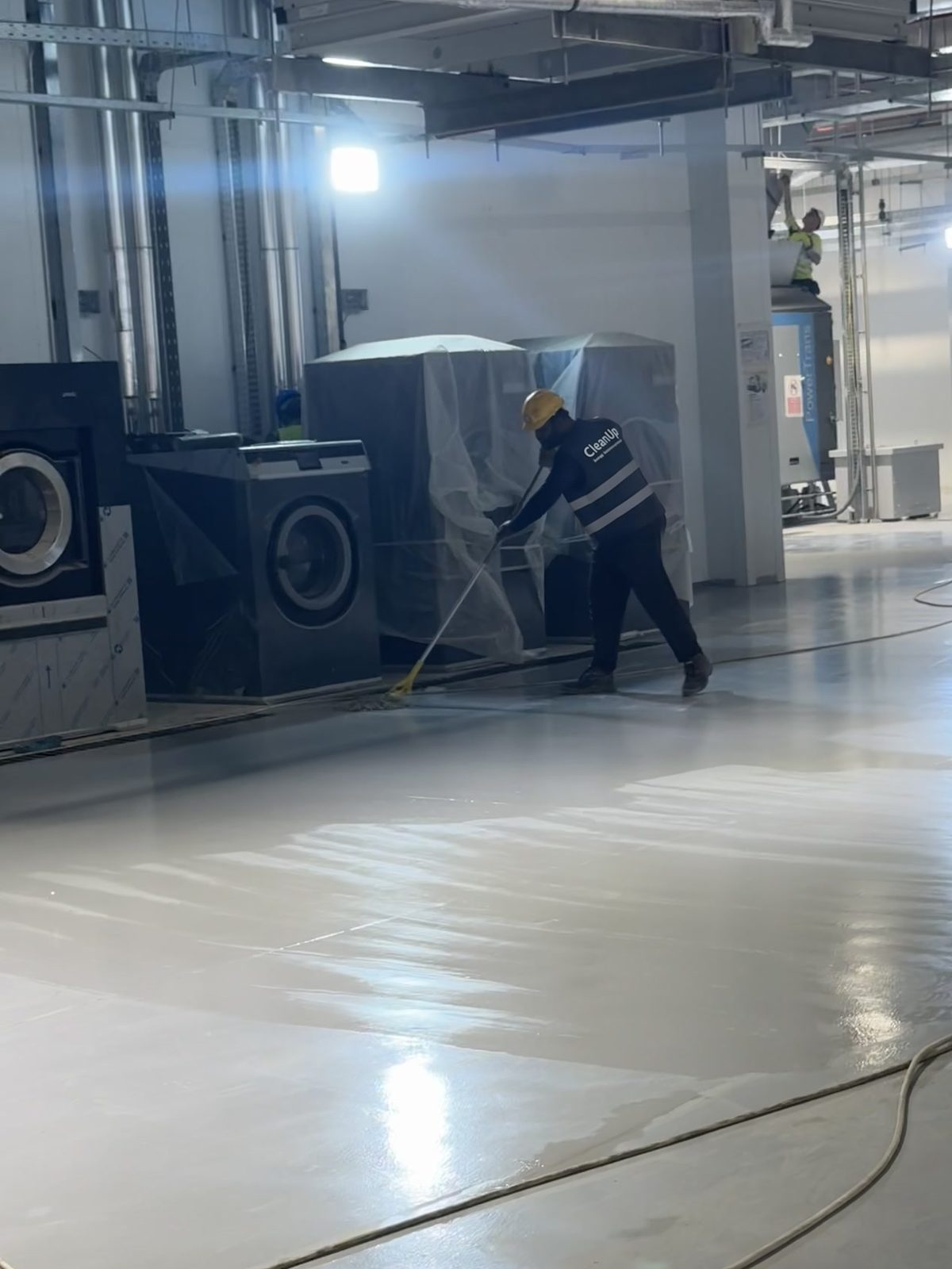 Epoxy floor during the final clean, July 2025