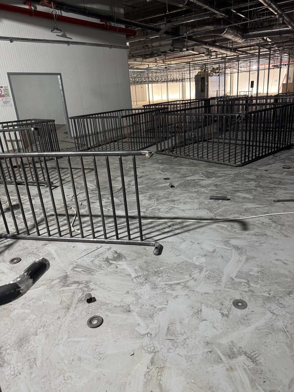 Dusty floor with construction residue, May 2025